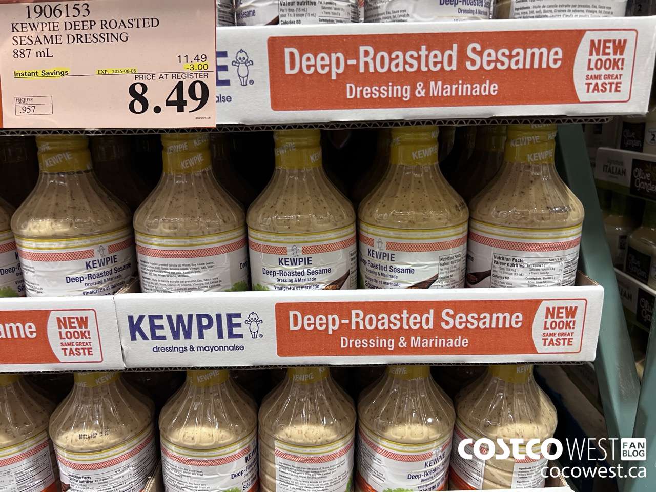 1906153 KEWPIE DEEP ROASTED SESAME DRESSING 887 mL ($3.00 INSTANT SAVINGS EXPIRES ON 2025-06-08) $8.49
