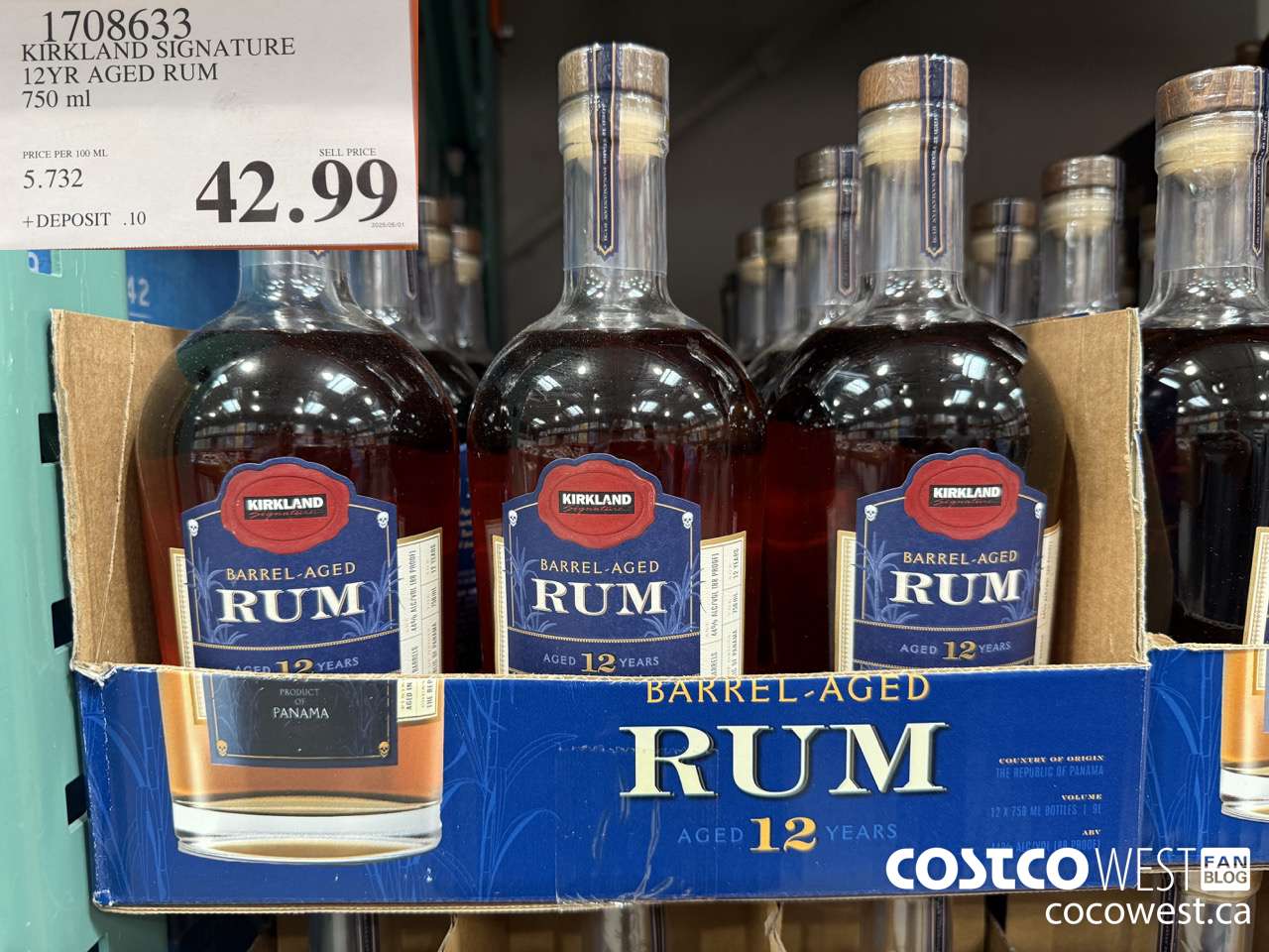 1708633 KIRKLAND SIGNATURE 12YR AGED RUM 750ML $42.99