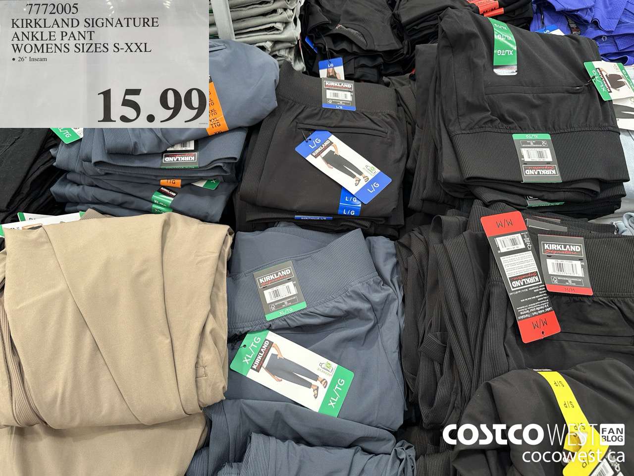 7772005 KIRKLAND SIGNATURE ANKLE PANT LADIES SIZES S-XXL $15.99