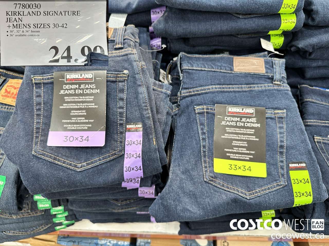 7780030 KIRKLAND SIGNATURE BLUE JEANS MENS SIZES 30-42 $24.99