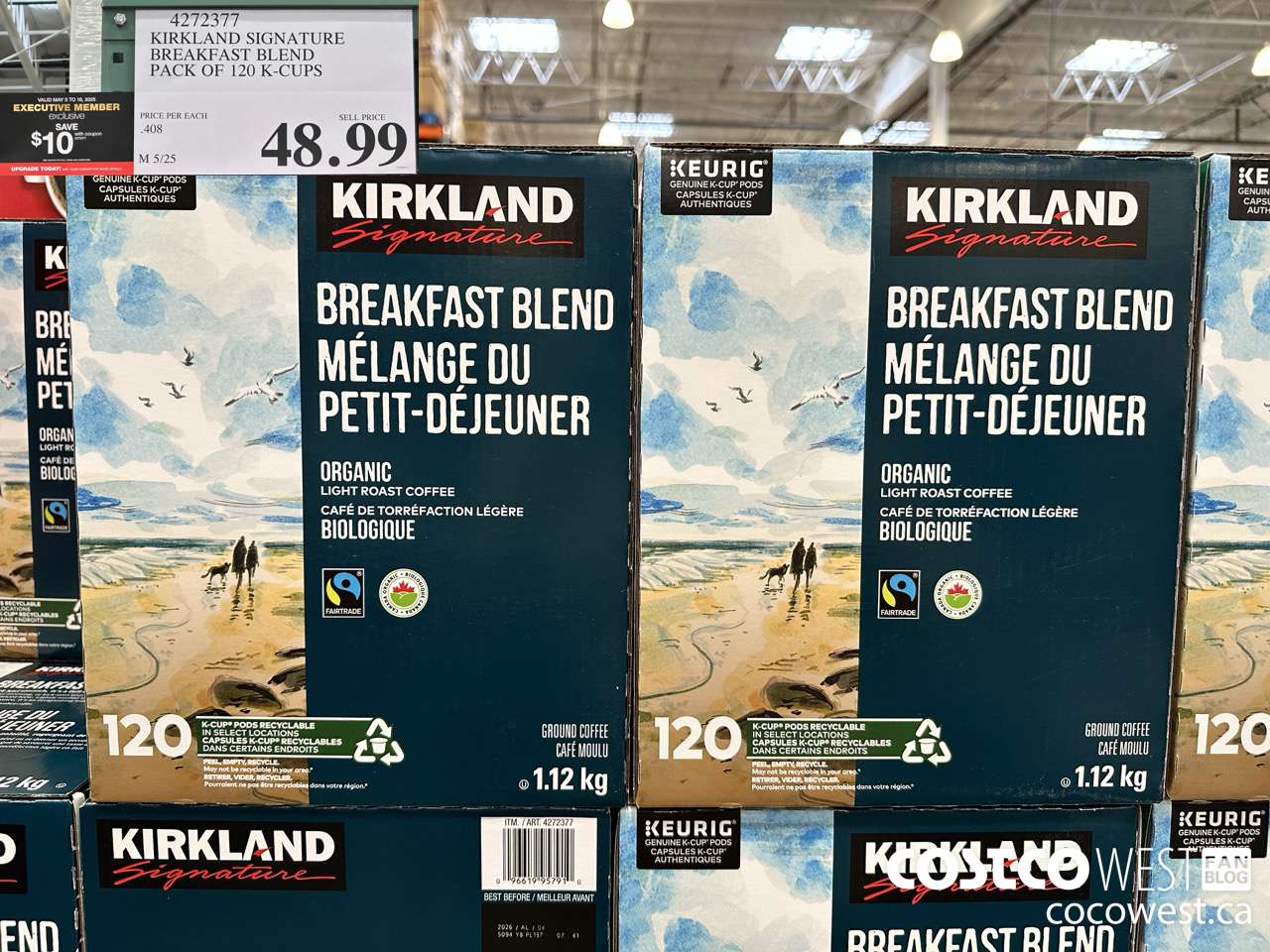 4272377 KIRKLAND SIGNATURE BREAKFAST BLEND PACK OF 120 K-CUPS ($10.00 INSTANT SAVINGS EXPIRES ON 2025-05-18) $48.99