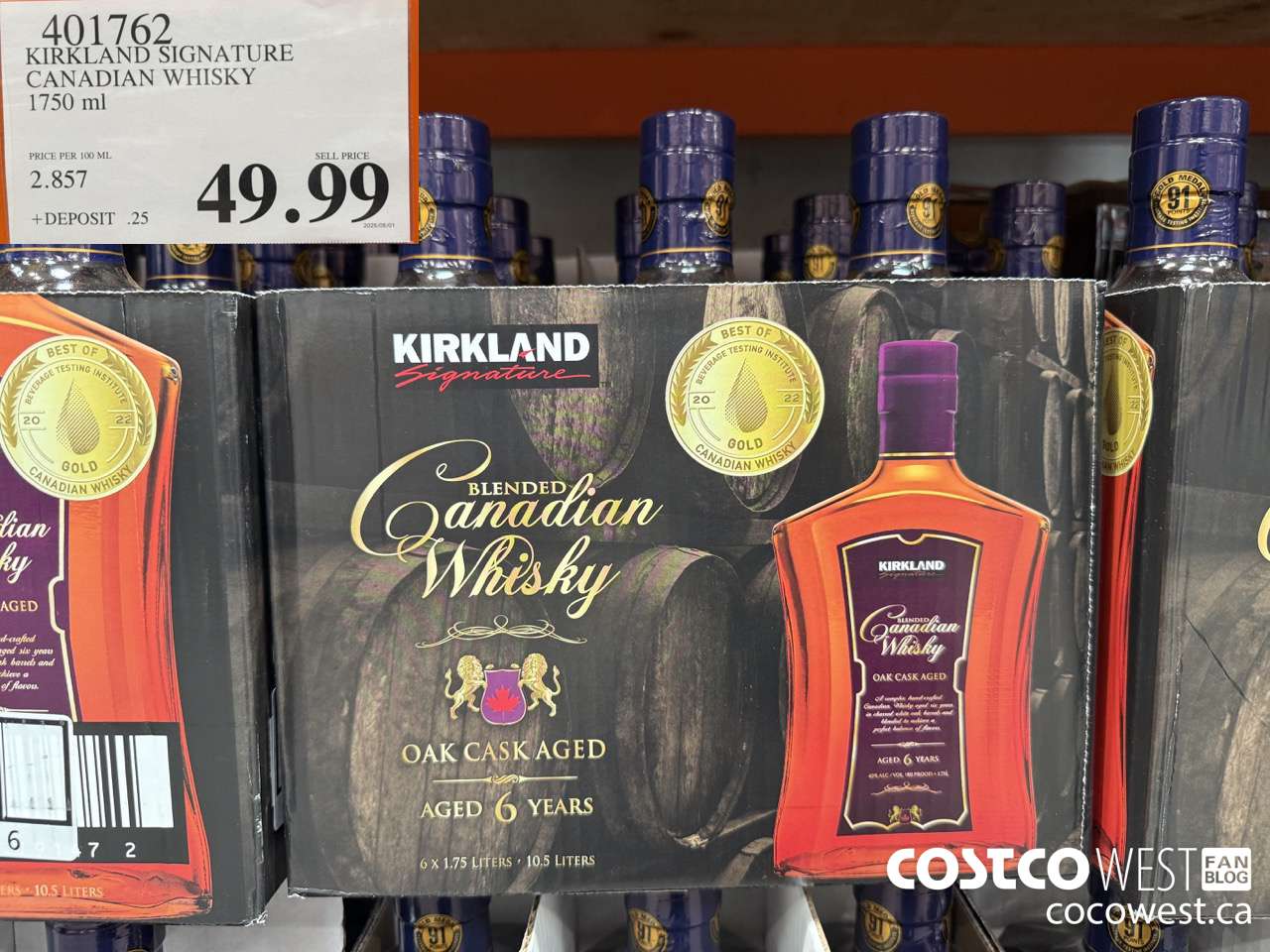 401762 KIRKLAND SIGNATURE CANADIAN WHISKY 1750 ML $49.99