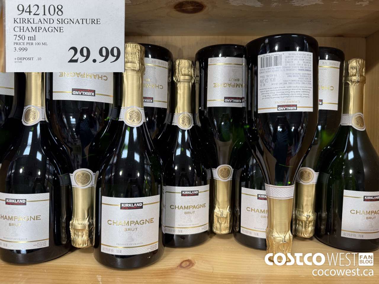942108 KIRKLAND SIGNATURE CHAMPAGNE 750 ML $29.99