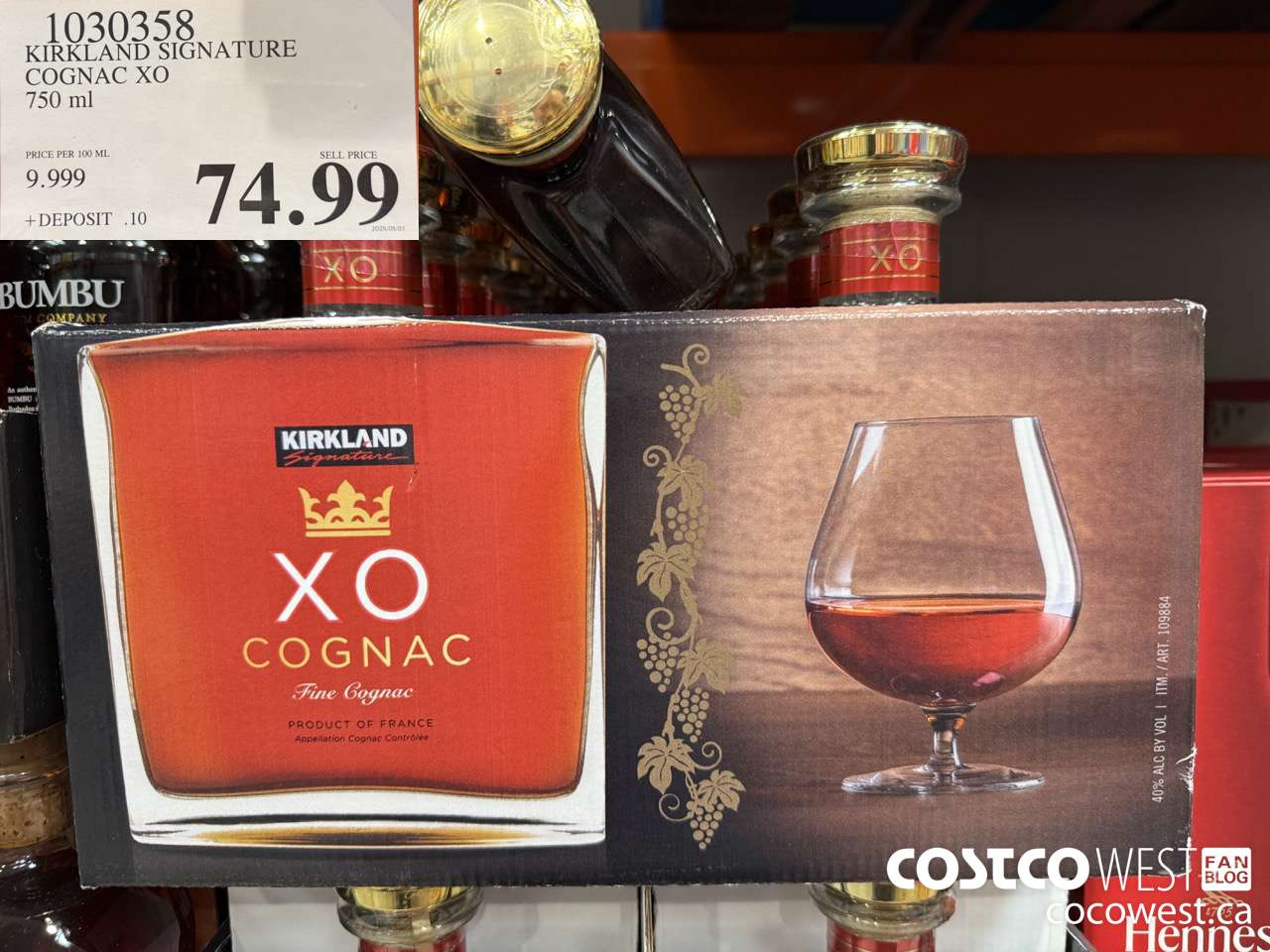 1030358 KIRKLAND SIGNATURE COGNAC XO 750 ML $74.99