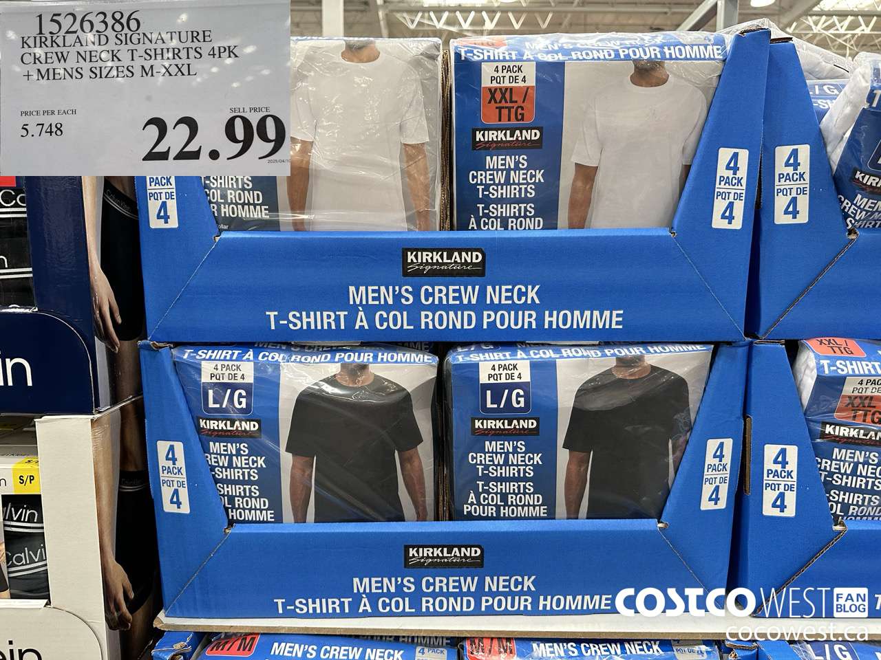 1526386 KIRKLAND SIGNATURE CREW NECK T-SHIRTS 4PK MENS SIZES M-XXL $22.99