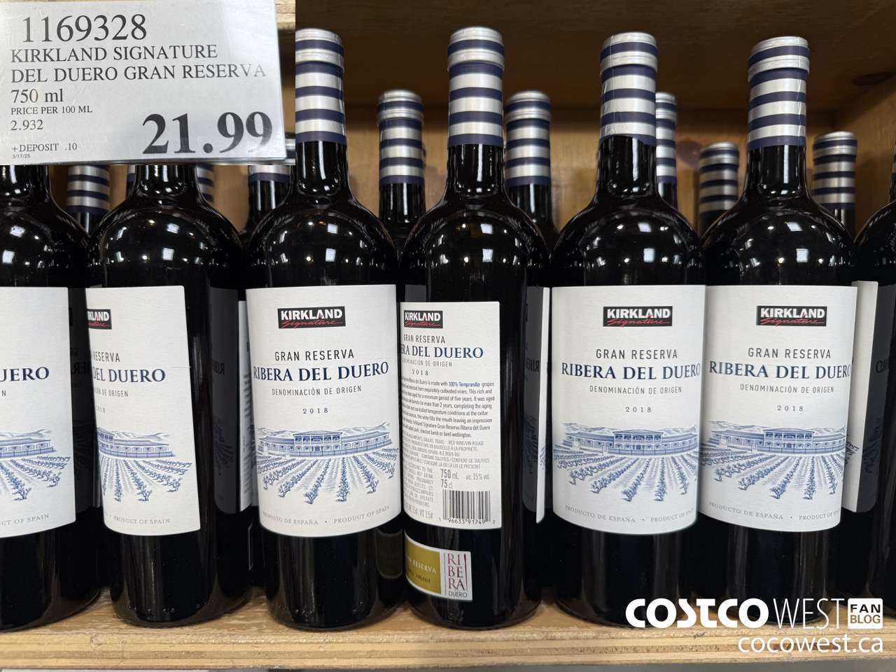 1169328 KIRKLAND SIGNATURE DEL DUERO GRAN RESERVA 750 ML $21.99