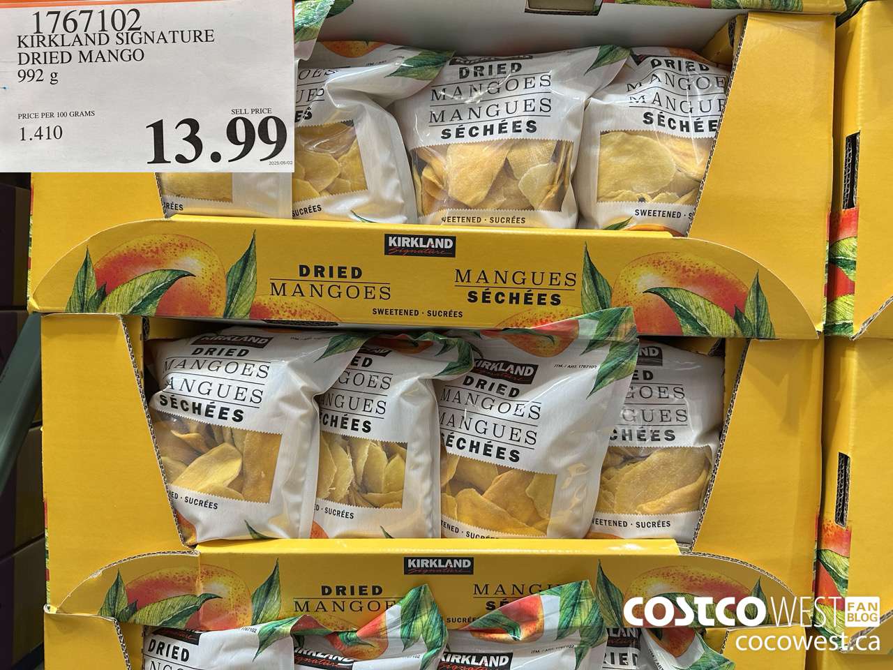 1767102 KIRKLAND SIGNATURE DRIED MANGO 992G $13.99