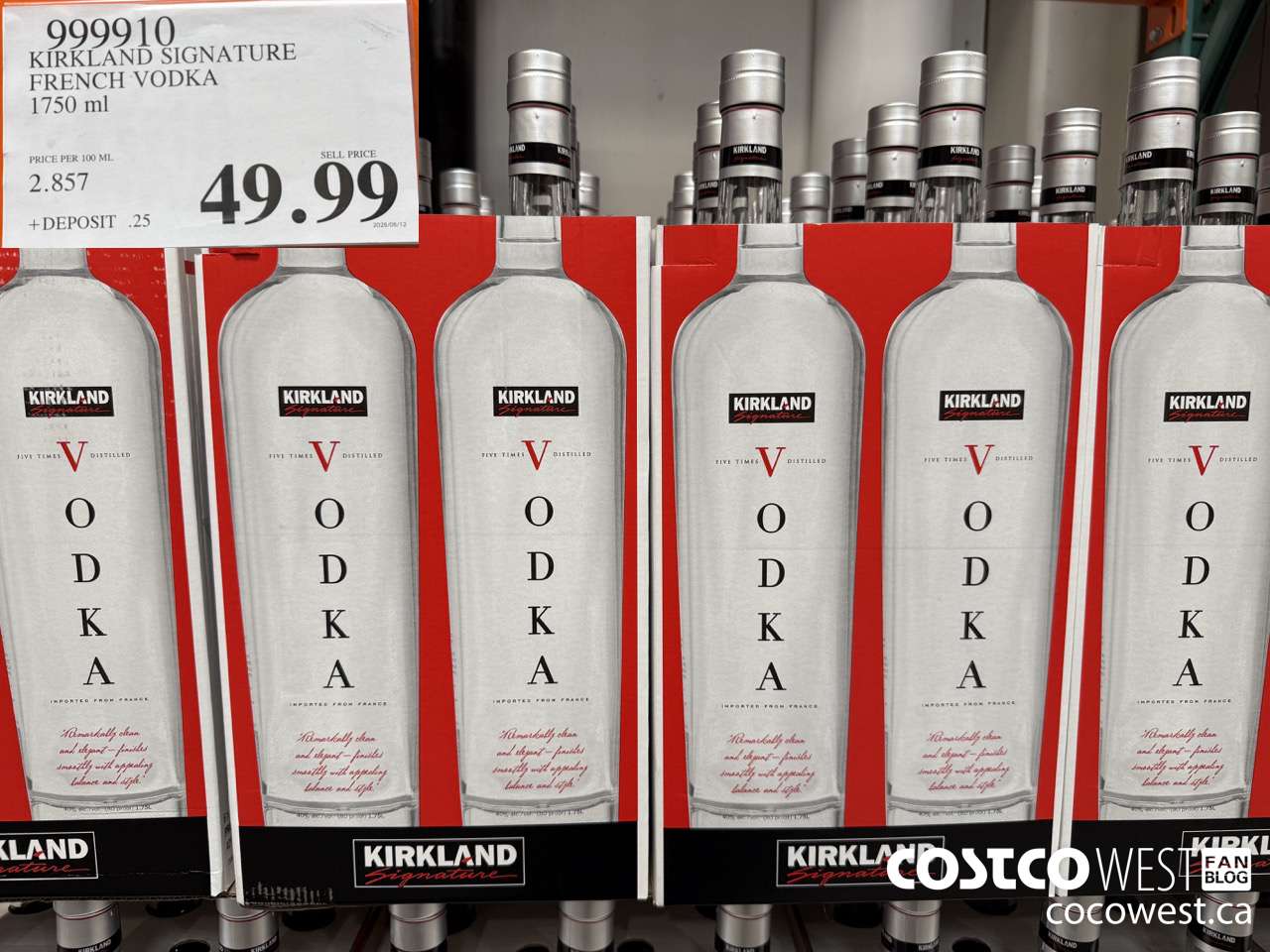 999910 KIRKLAND SIGNATURE FRENCH VODKA 1750ML $49.99