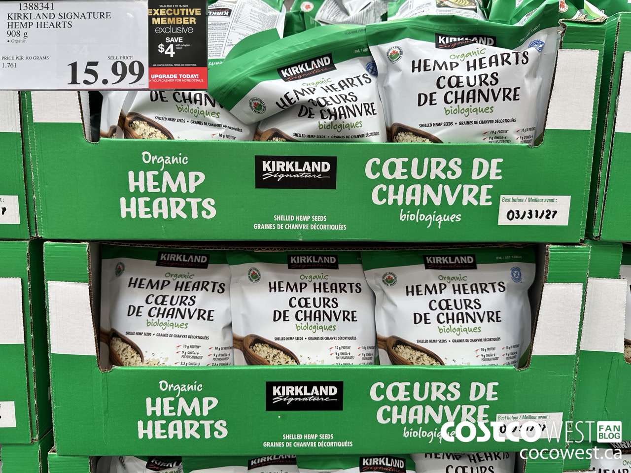 1388341 KIRKLAND SIGNATURE HEMP HEARTS 908 g ($4.00 INSTANT SAVINGS EXPIRES ON 2025-05-18) $11.99