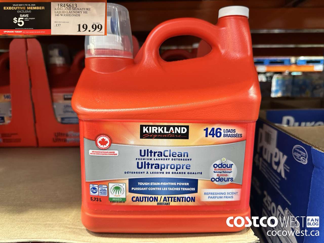 1845613 KIRKLAND SIGNATURE LIQUID LAUNDRY HE 146 WASHLOADS ($5.00 INSTANT SAVINGS EXPIRES ON 2025-05-18) $14.99