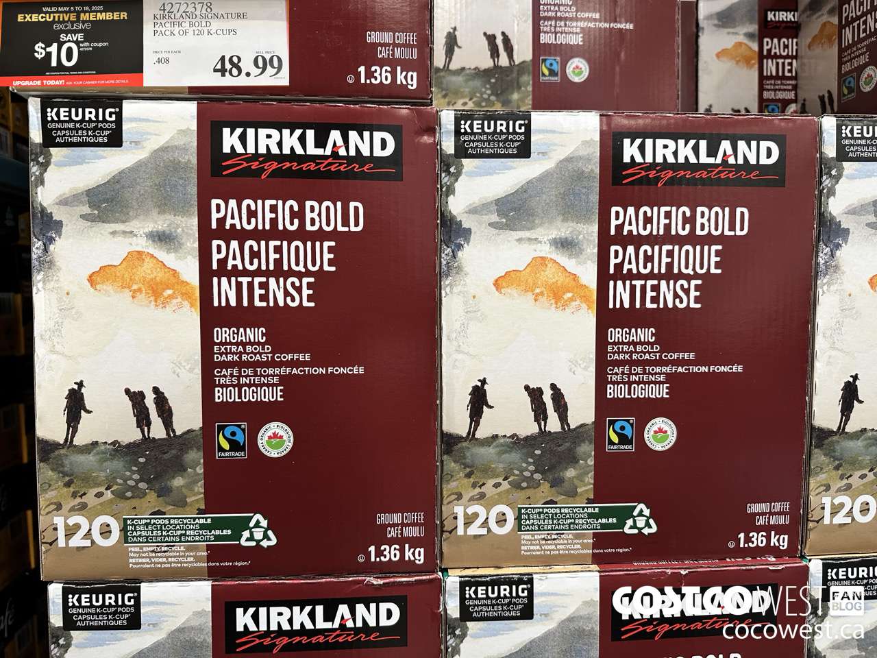 4272378 KIRKLAND SIGNATURE PACIFIC BOLD PACK OF 120 K-CUPS ($10.00 INSTANT SAVINGS EXPIRES ON 2025-05-18) $48.99