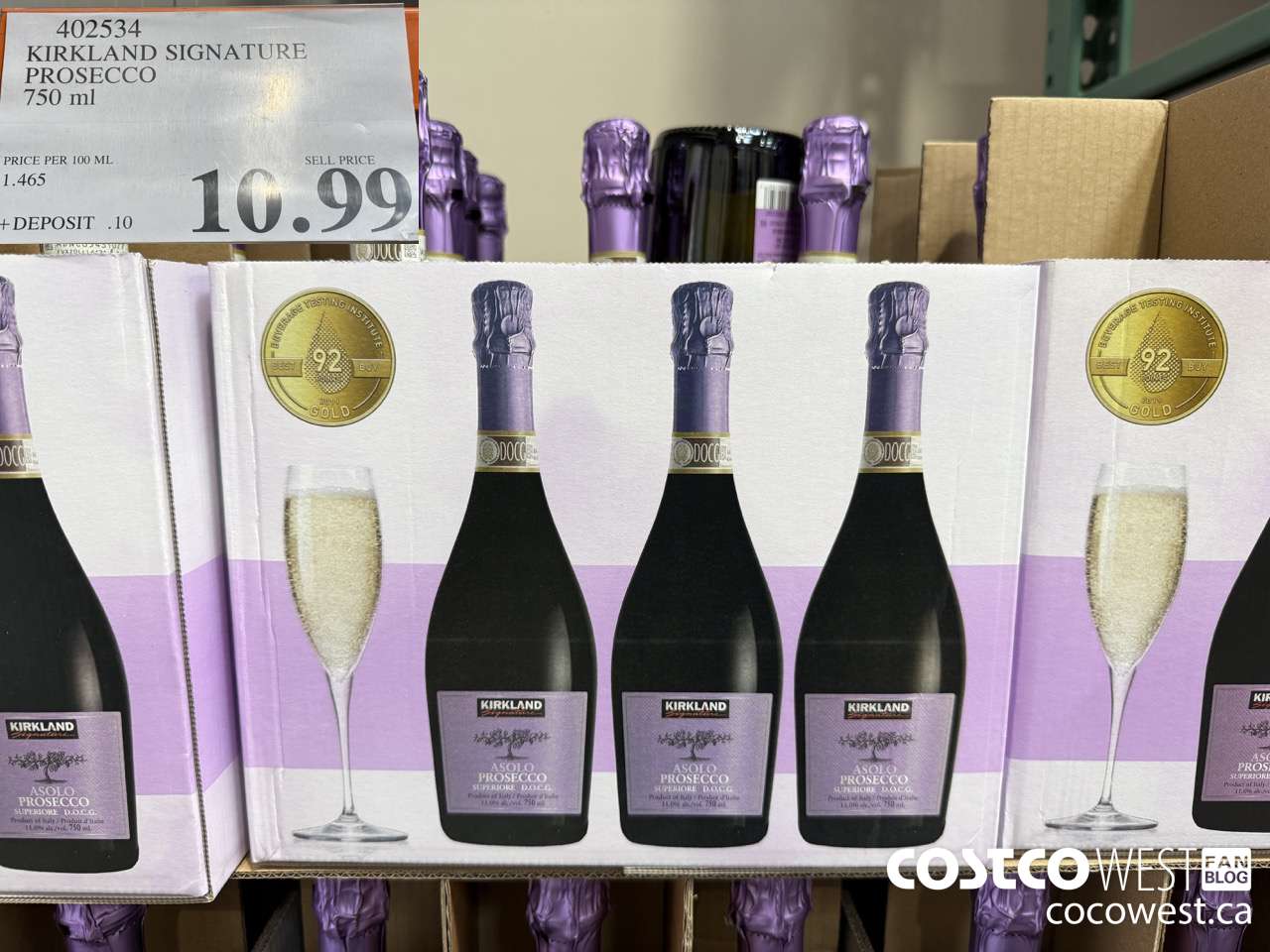 402534 KIRKLAND SIGNATURE PROSECCO 750ML $10.99