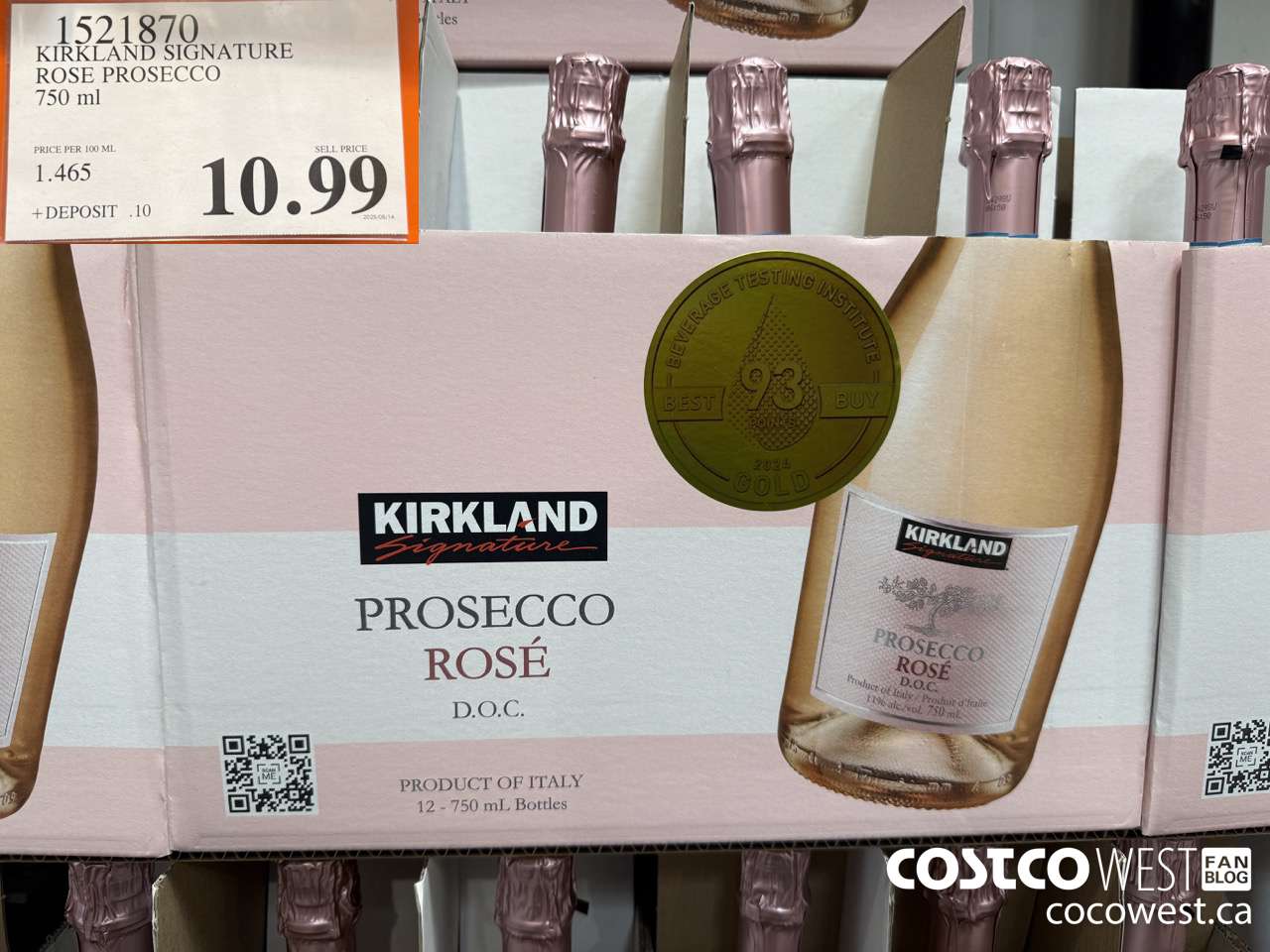 1521870 KIRKLAND SIGNATURE PROSECCO ROSE 750 ML $10.99