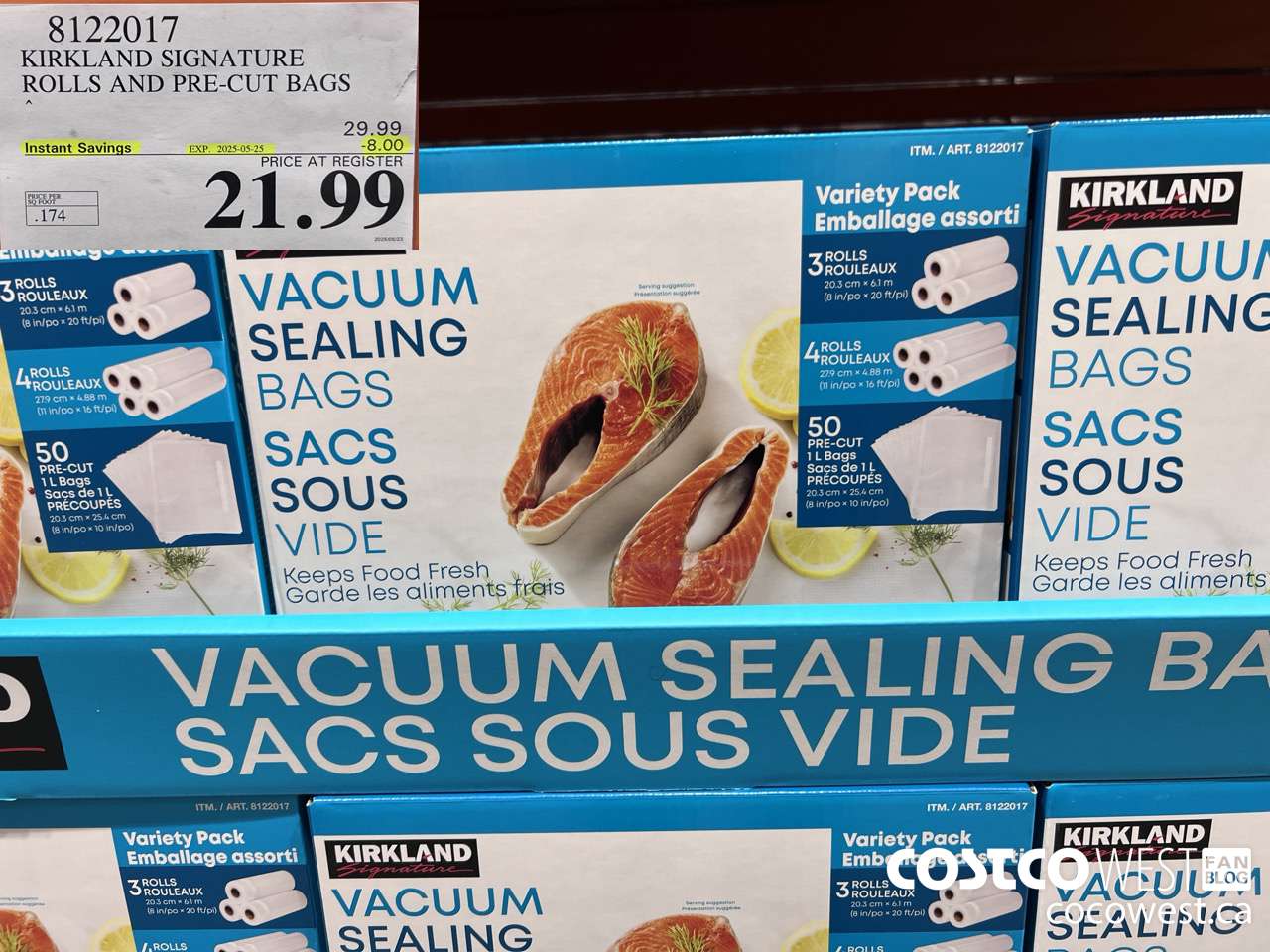 8122017 KIRKLAND SIGNATURE ROLLS AND PRE-CUT BAGS  ($8.00 INSTANT SAVINGS EXPIRES ON 2025-05-25) $21.99