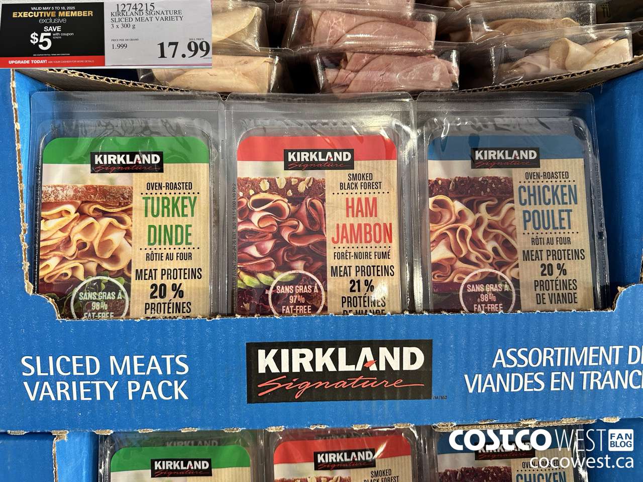 1274215 KIRKLAND SIGNATURE SLICED MEAT VARIETY 3 x 300 g ($4.00 INSTANT SAVINGS EXPIRES ON 2025-05-18) $13.99