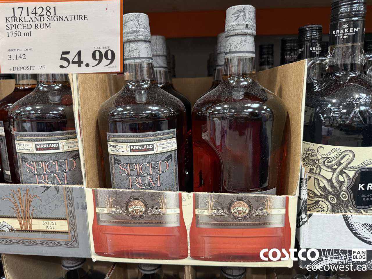 1714281 KIRKLAND SIGNATURE SPICED RUM 1750ML $54.99