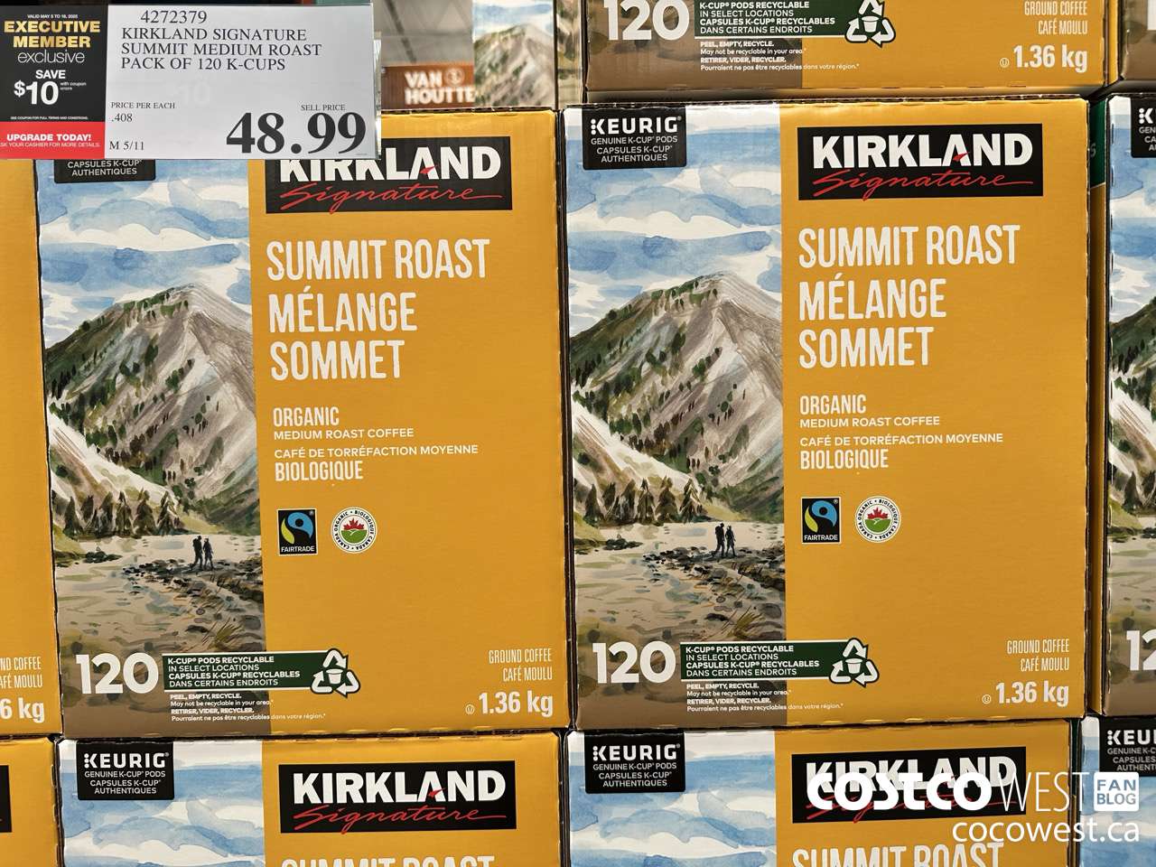 4272379 KIRKLAND SIGNATURE SUMMIT MEDIUM ROAST PACK OF 120 K-CUPS ($10.00 INSTANT SAVINGS EXPIRES ON 2025-05-18) $48.99