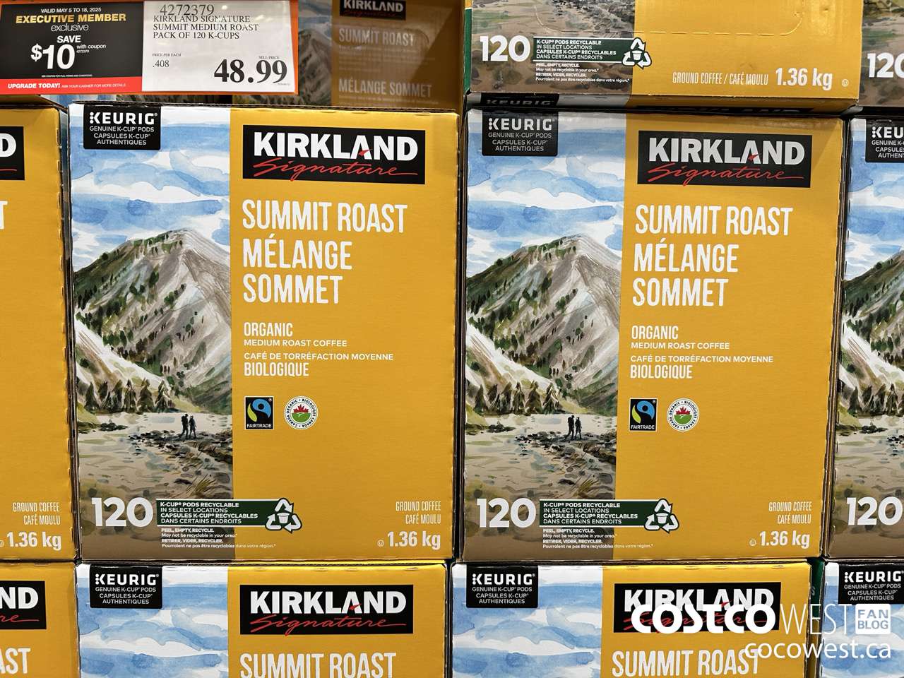 4272379 KIRKLAND SIGNATURE SUMMIT MEDIUM ROAST PACK OF 120 K-CUPS ($10.00 INSTANT SAVINGS EXPIRES ON 2025-05-18) $48.99