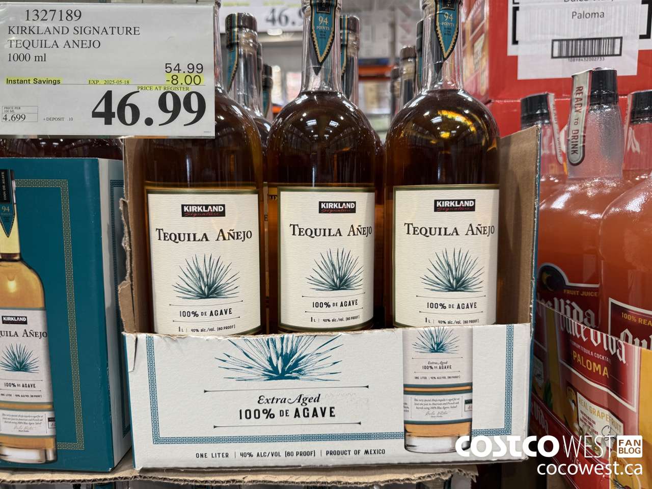 1327189 KIRKLAND SIGNATURE TEQUILA ANEJO 1000ML ($8.00 INSTANT SAVINGS EXPIRES ON 2025-05-18) $46.99