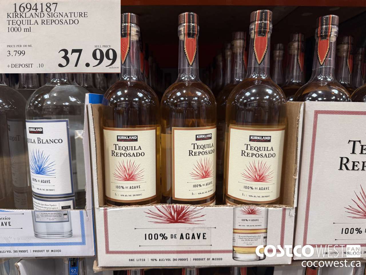 1694187 KIRKLAND SIGNATURE TEQUILA REPOSADO TEQUILA 1000ML $37.99