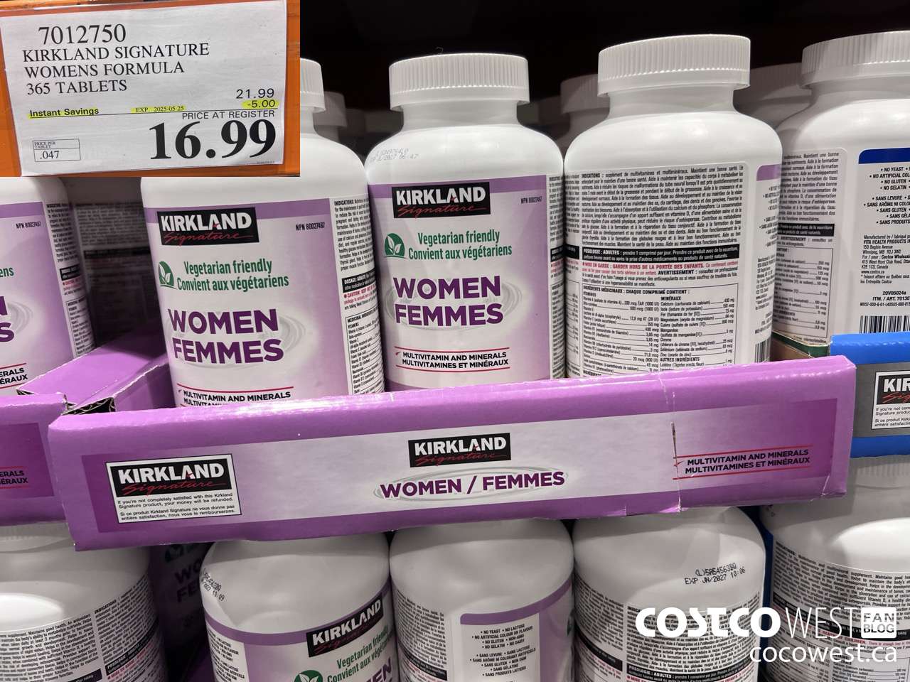 7012750 KIRKLAND SIGNATURE WOMEN MULTI VITAMIN & MINERAL 365 TABLETS ($5.00 INSTANT SAVINGS EXPIRES ON 2025-05-25) $16.99