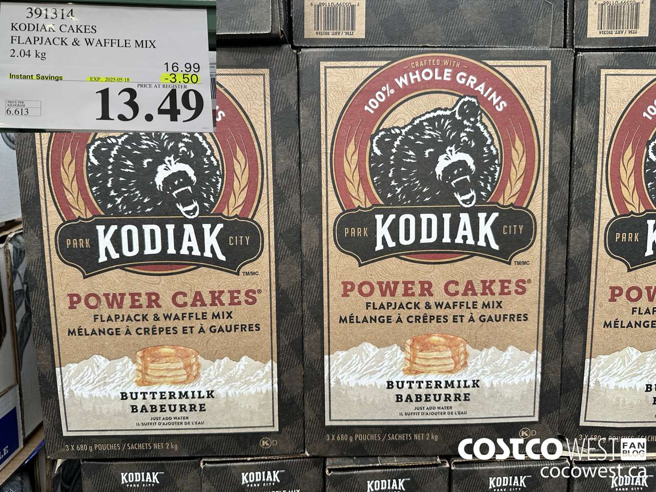 391314 KODIAK PANCAKE & WAFFLE MIX 2.04KG ($3.50 INSTANT SAVINGS EXPIRES ON 2025-05-18) $13.49
