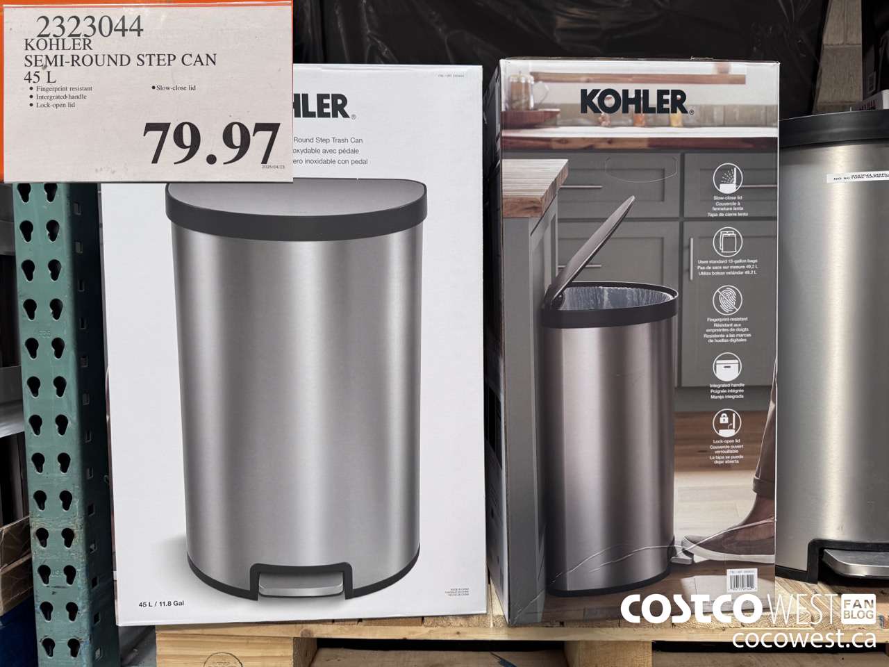 2323044 KOHLER SEMI-ROUND STEP CAN 45L $79.97