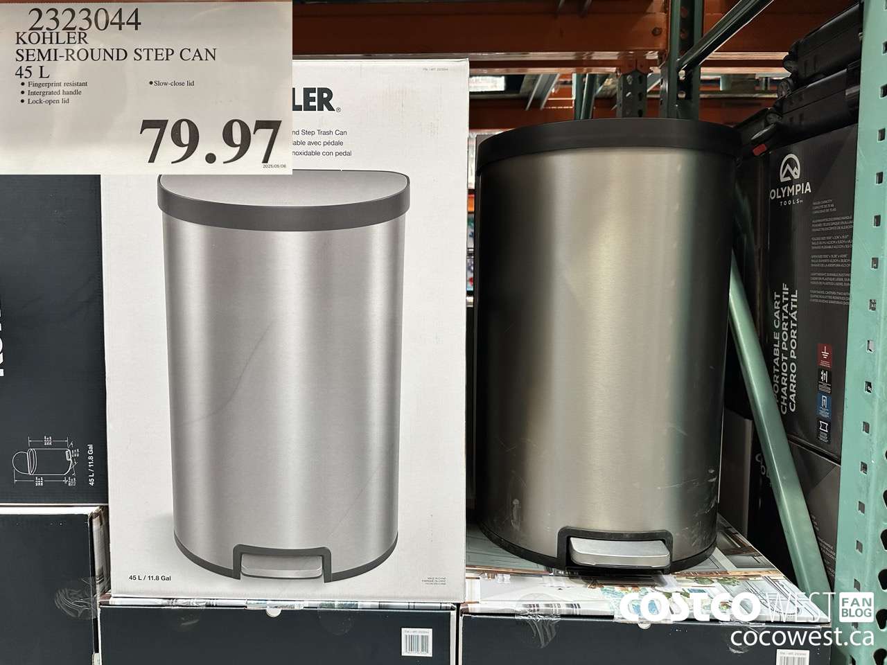 2323044 KOHLER SEMI-ROUND STEP CAN 45L $79.97