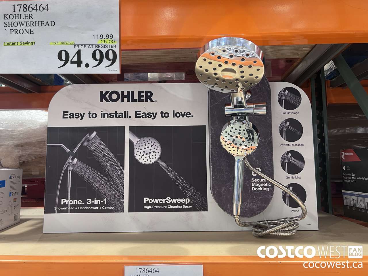 1786464 KOHLER SHOWERHEAD PRONE ($25.00 INSTANT SAVINGS EXPIRES ON 2025-05-25) $94.99