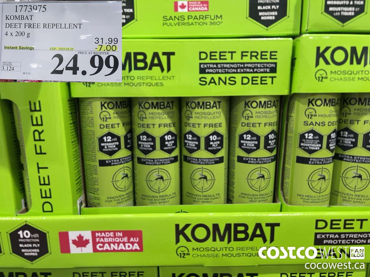 1773975 KOMBAT DEET FREE REPELLENT 4 x 200 g ($7.00 INSTANT SAVINGS EXPIRES ON 2025-05-25) $24.99