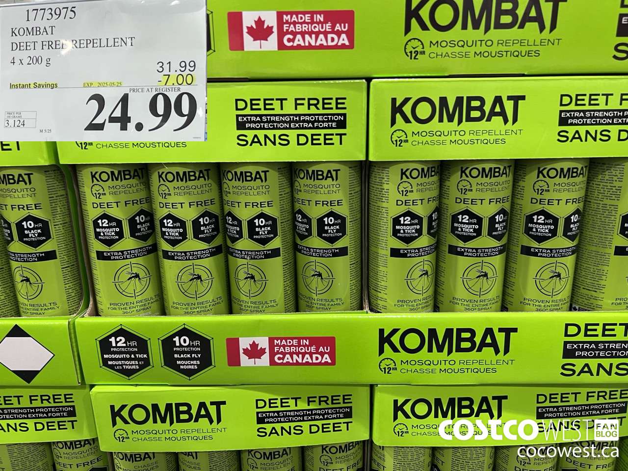 1773975 KOMBAT DEET FREE REPELLENT 4 x 200 g ($7.00 INSTANT SAVINGS EXPIRES ON 2025-05-25) $24.99