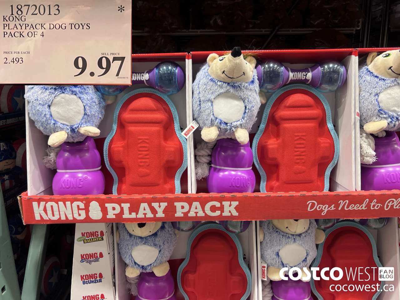 1872013 KONG PLAYPACK DOG TOYS PACK OF 4 $9.97