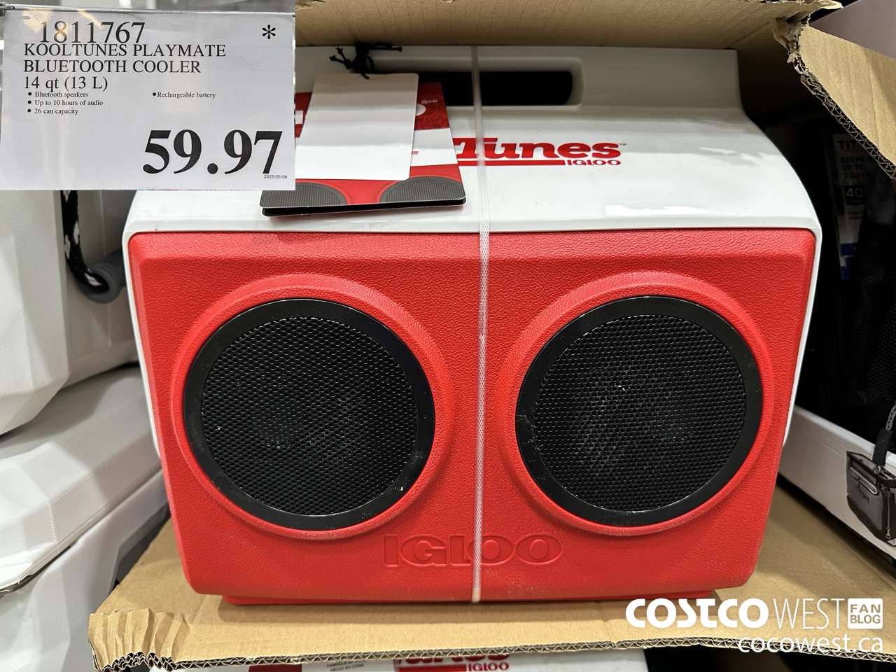 1811767 KOOLTUNES PLAYMATE BLUETOOTH COOLER 14 QT (13L) $59.97