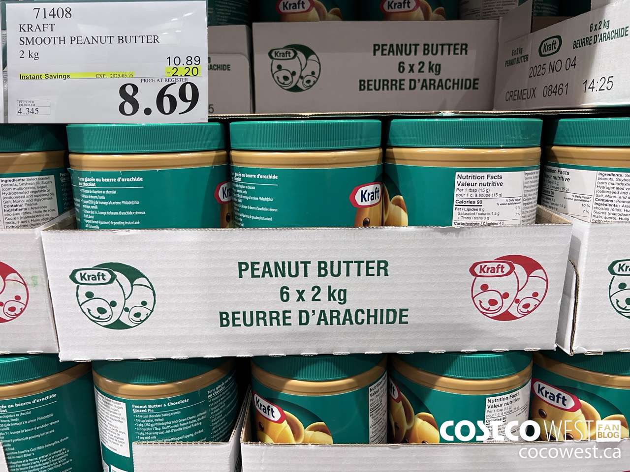 71408 KRAFT SMOOTH PEANUT BUTTER 2 kg ($2.20 INSTANT SAVINGS EXPIRES ON 2025-05-25) $8.69