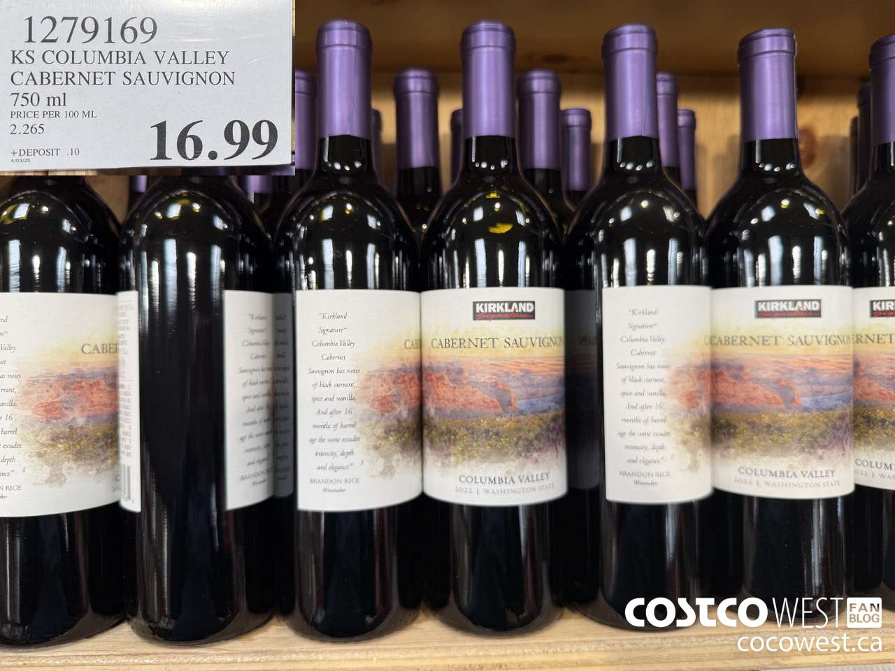 1279169 KS COLUMBIA VALLEY CABERNET SAUVIGNON 750 ML $16.99