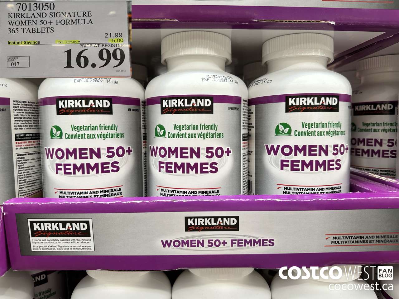 7013050 KS WOMEN 50+ MULTIVITAMIN & MINERAL 365 TABLETS  ($5.00 INSTANT SAVINGS EXPIRES ON 2025-05-25) $16.99