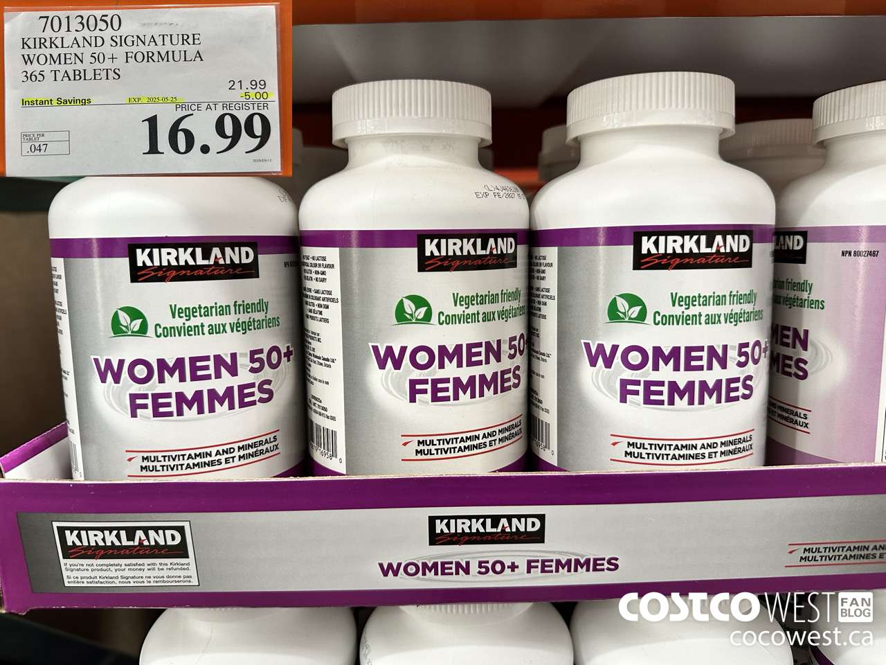 7013050 KS WOMEN 50+ MULTIVITAMIN & MINERAL 365 TABLETS  ($5.00 INSTANT SAVINGS EXPIRES ON 2025-05-25) $16.99