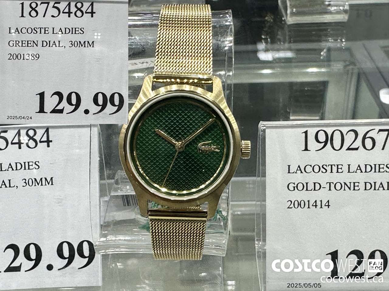 1875484 LACOSTE LADIES GREEN DIAL, 30MM 2001389 $129.99