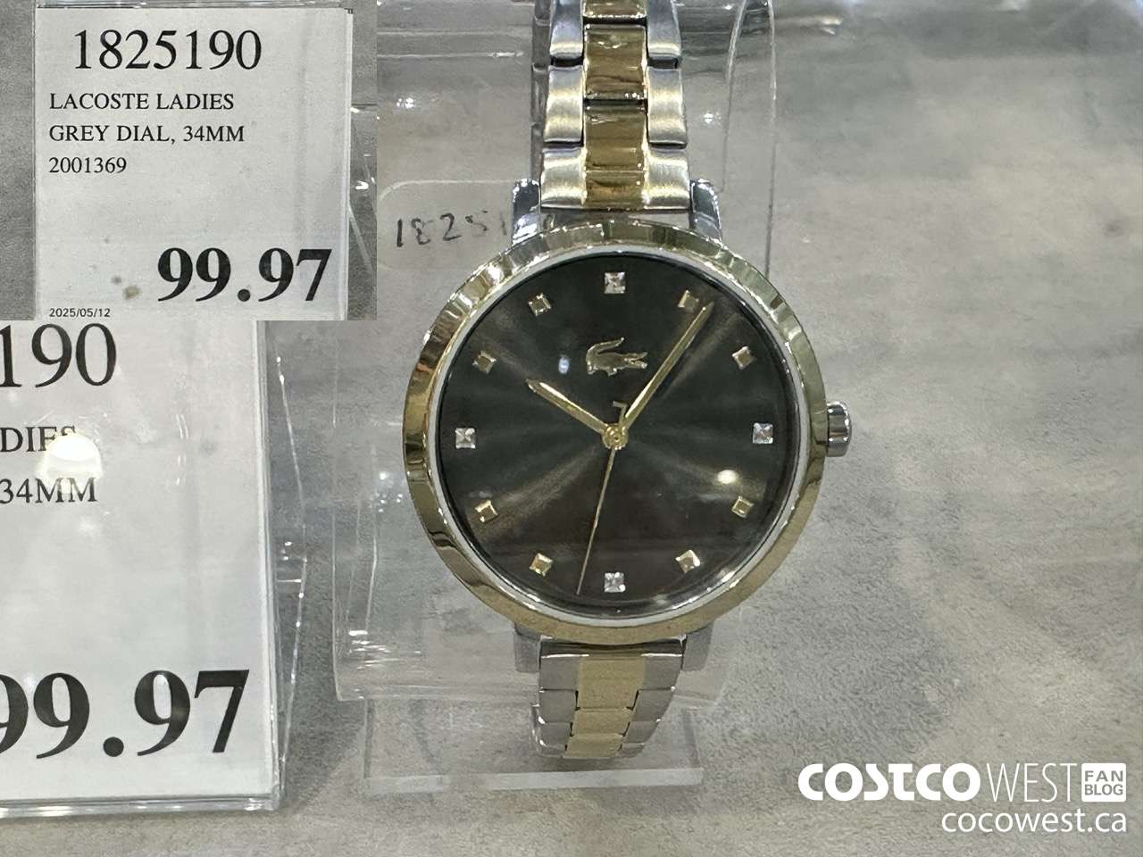 1825190 LACOSTE LADIES GREY DIAL, 34MM 2001369 $99.97