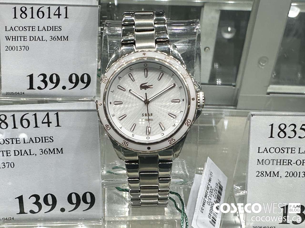 1816141 LACOSTE LADIES WHITE DIAL, 36MM 2001370 $139.99