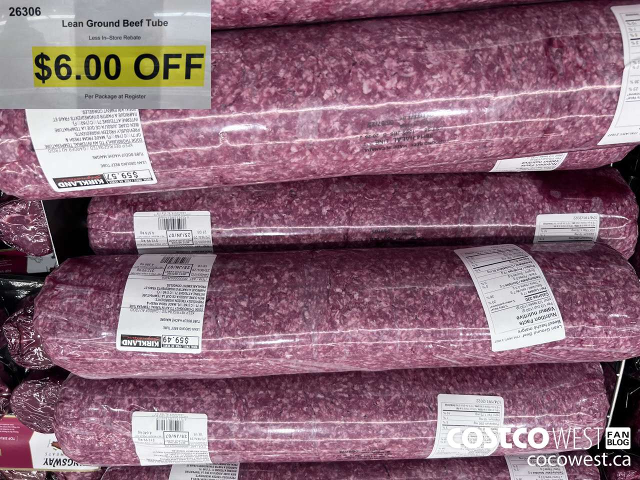 26306 LEAN GROUND BEEF TUBE ($6.00 INSTANT SAVINGS)