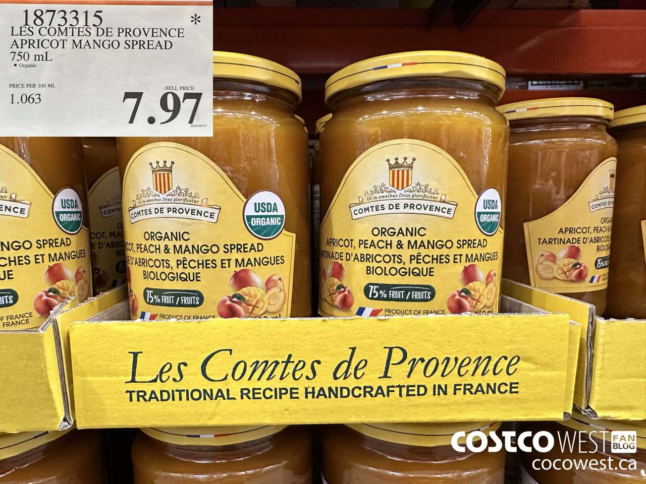 1873315 LES COMTES DE PROVENCE APRICOT MANGO SPREAD 750ML $7.97
