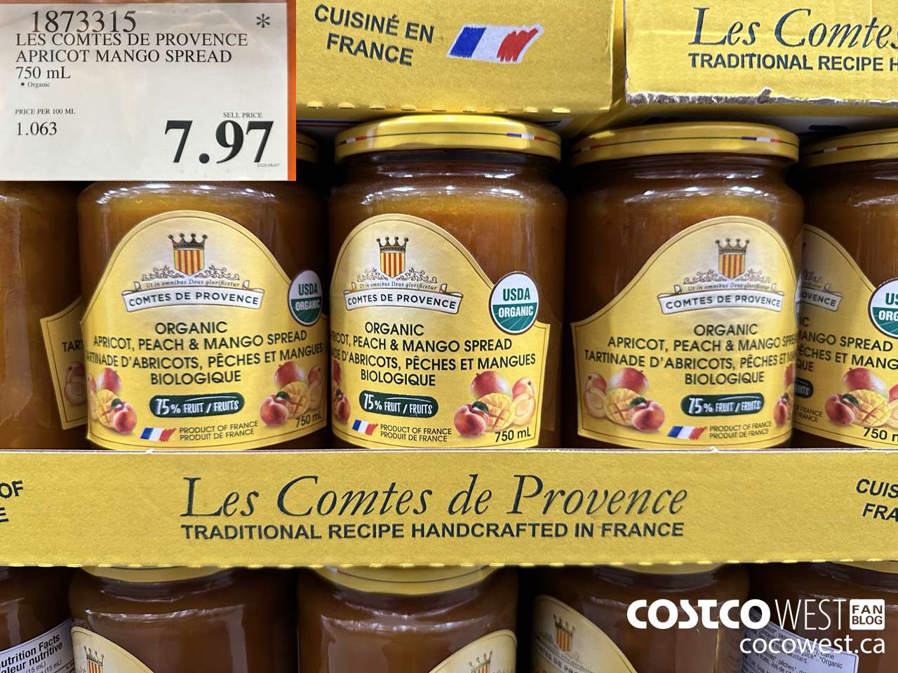 1873315 LES COMTES DE PROVENCE APRICOT MANGO SPREAD 750ML $7.97