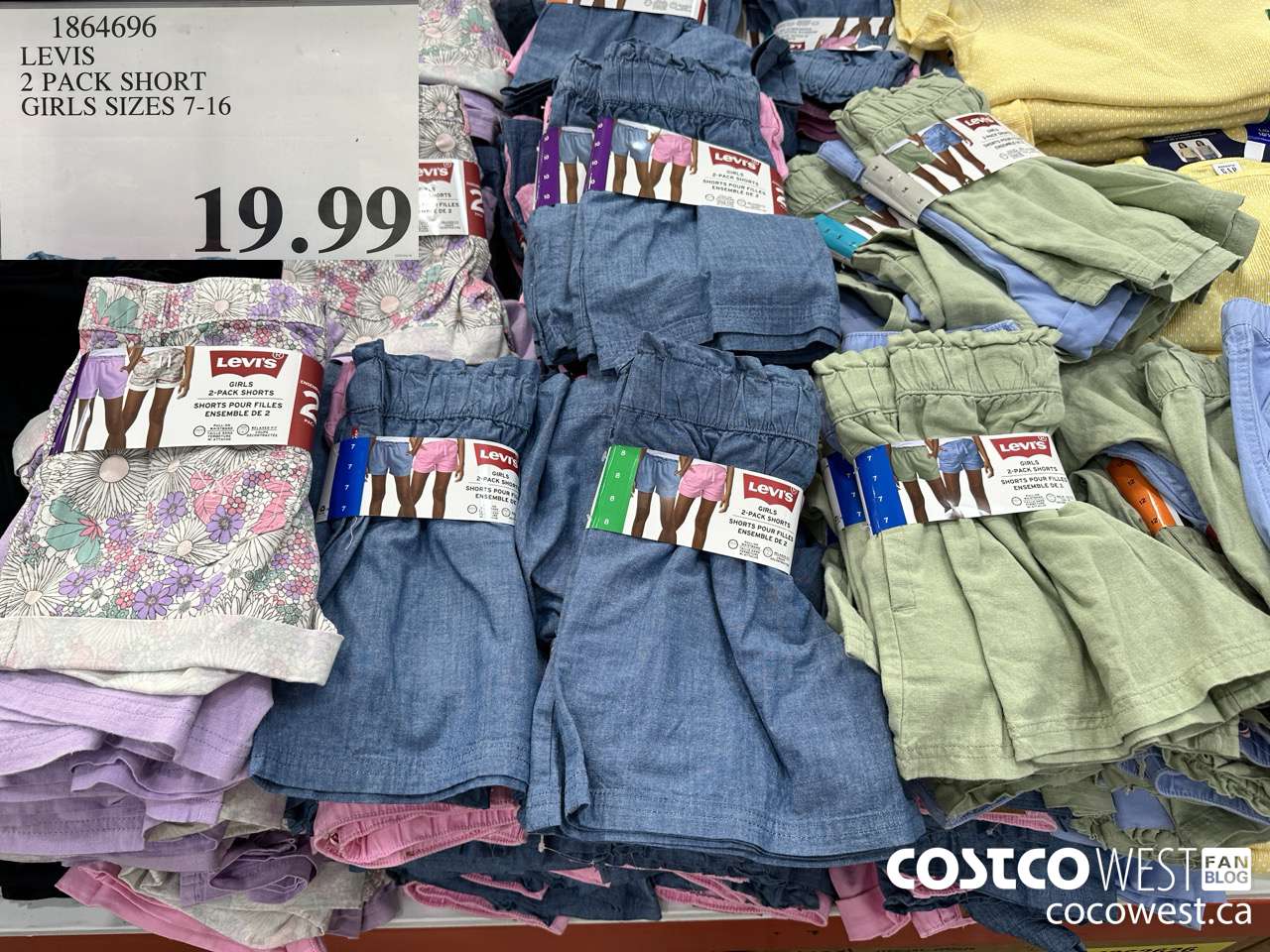 1864696 LEVIS 2 PACK SHORT GIRLS SIZES 7-16 $19.99