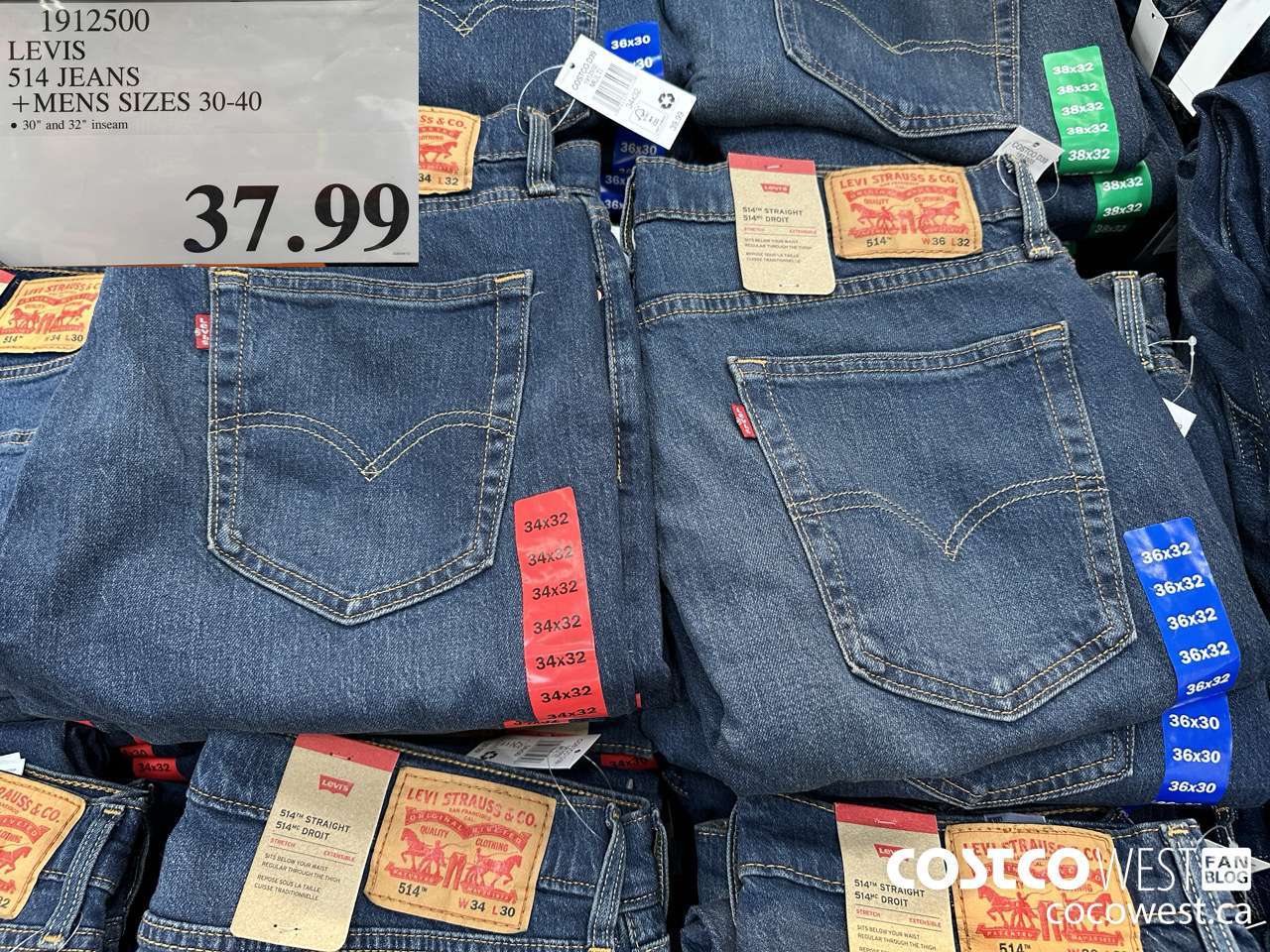 1912500 LEVIS 514 JEANS MENS SIZES 30-40 $37.99