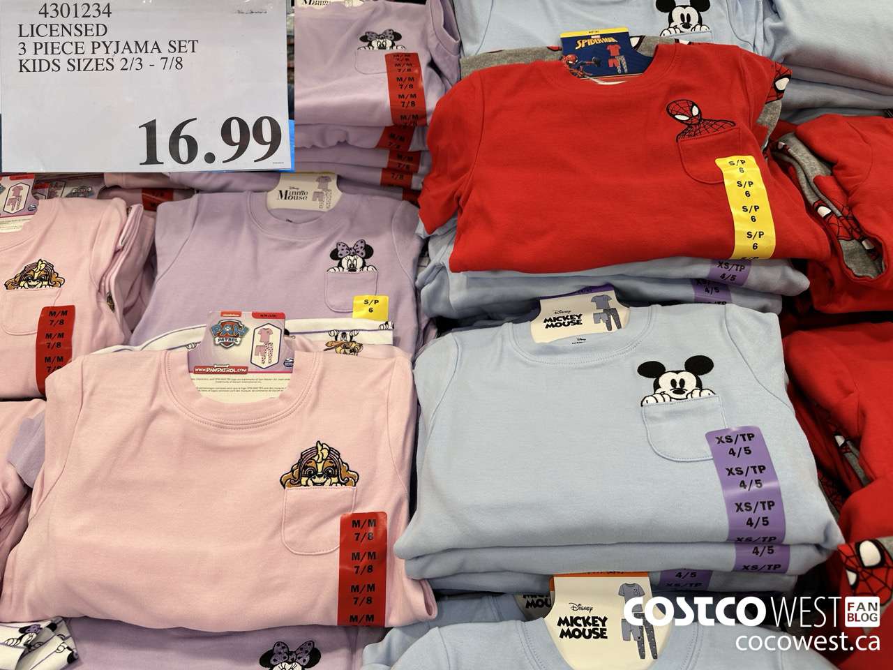 4301234 LICENSED 3 PIECE PYJAMA SET KIDS SIZES 2/3-7/8 $16.99