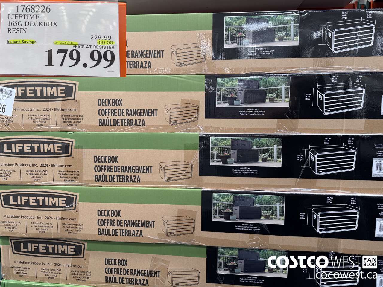 1768226 LIFETIME 165G DECKBOX RESIN ($50.00 INSTANT SAVINGS EXPIRES ON 2025-05-11) $179.99