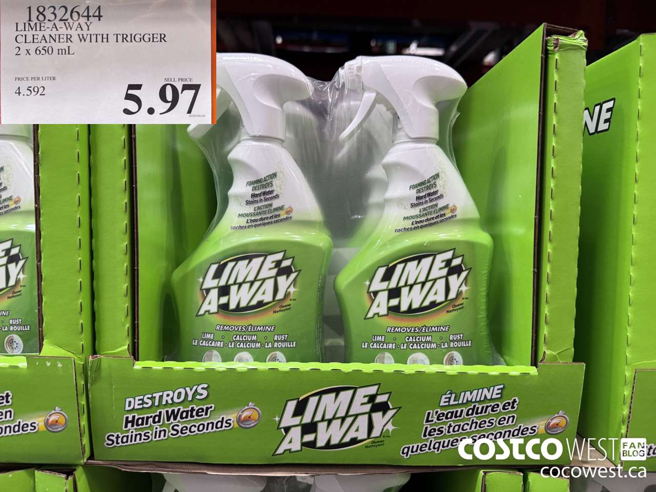 1832644 LIME-A-WAY CLEANER WITH T RIGGER 2 x 650 mL $5.97