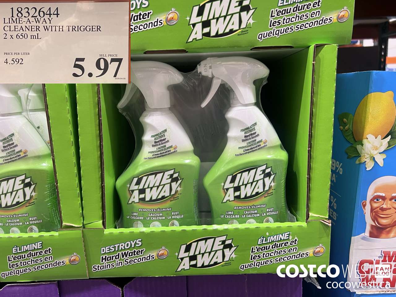 1832644 LIME-A-WAY CLEANER WITH T RIGGER 2 x 650 mL $5.97
