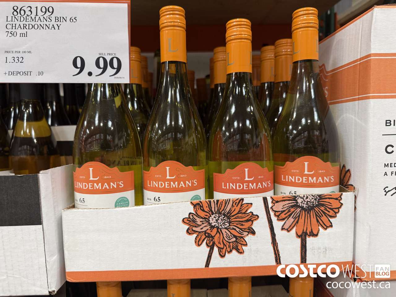 863199 LINDEMANS BIN 65 CHARDONNAY 750ML $9.99